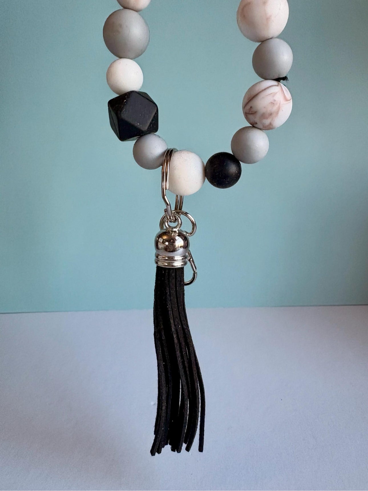Black and White Marble Wristlet