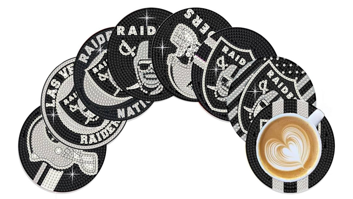 Football beaded coasters pack of 8