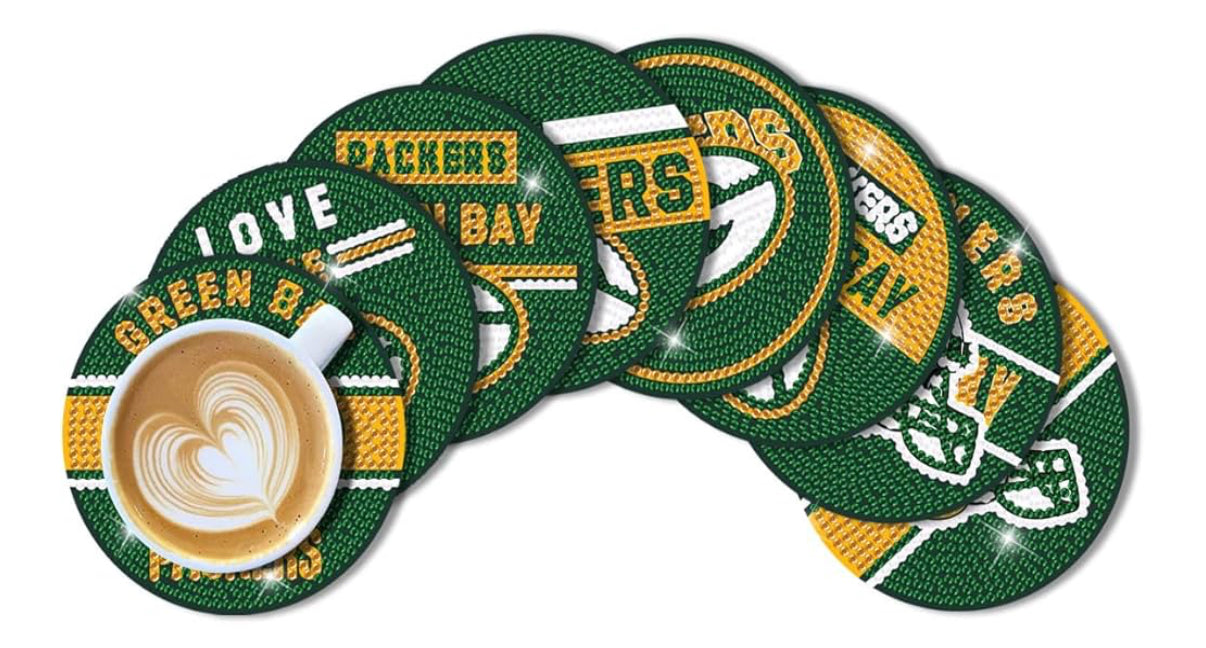 Football beaded coasters pack of 8