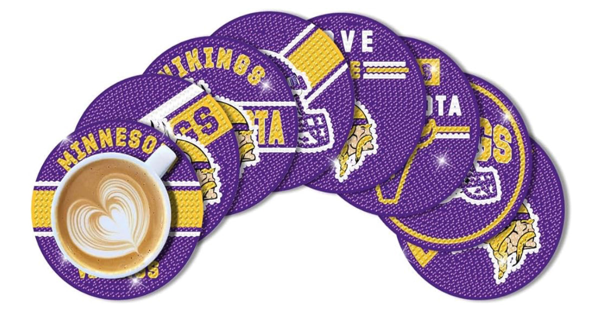 Football beaded coasters pack of 8