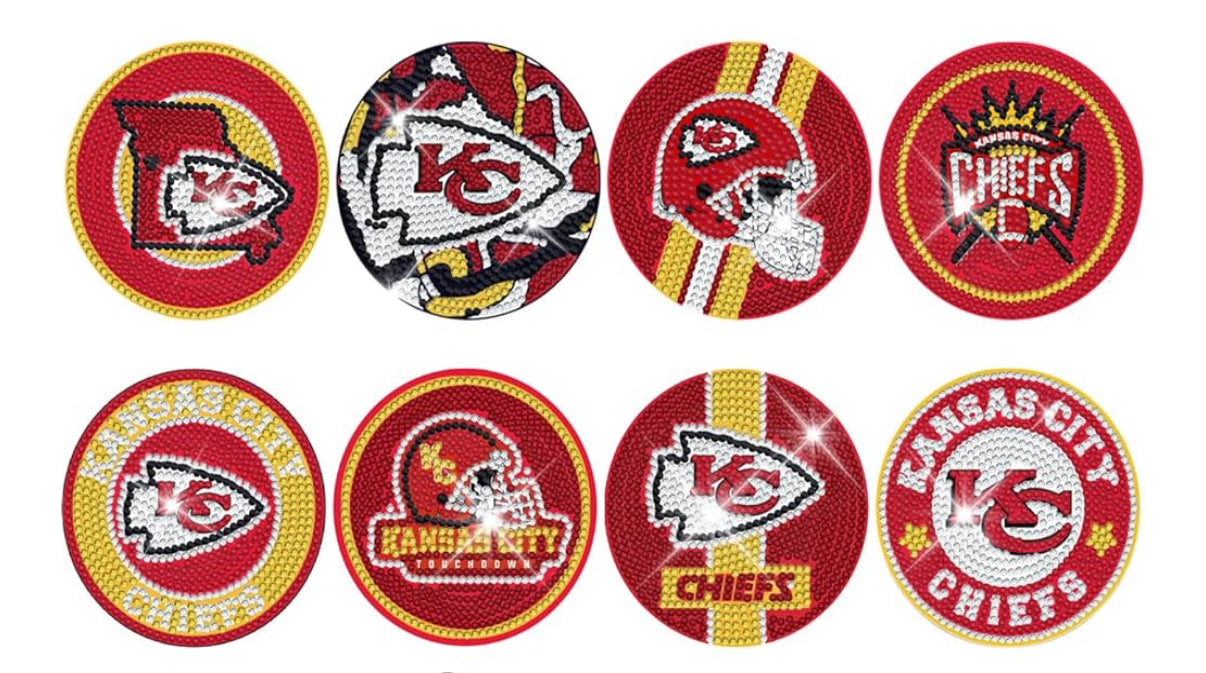 Football beaded coasters pack of 8