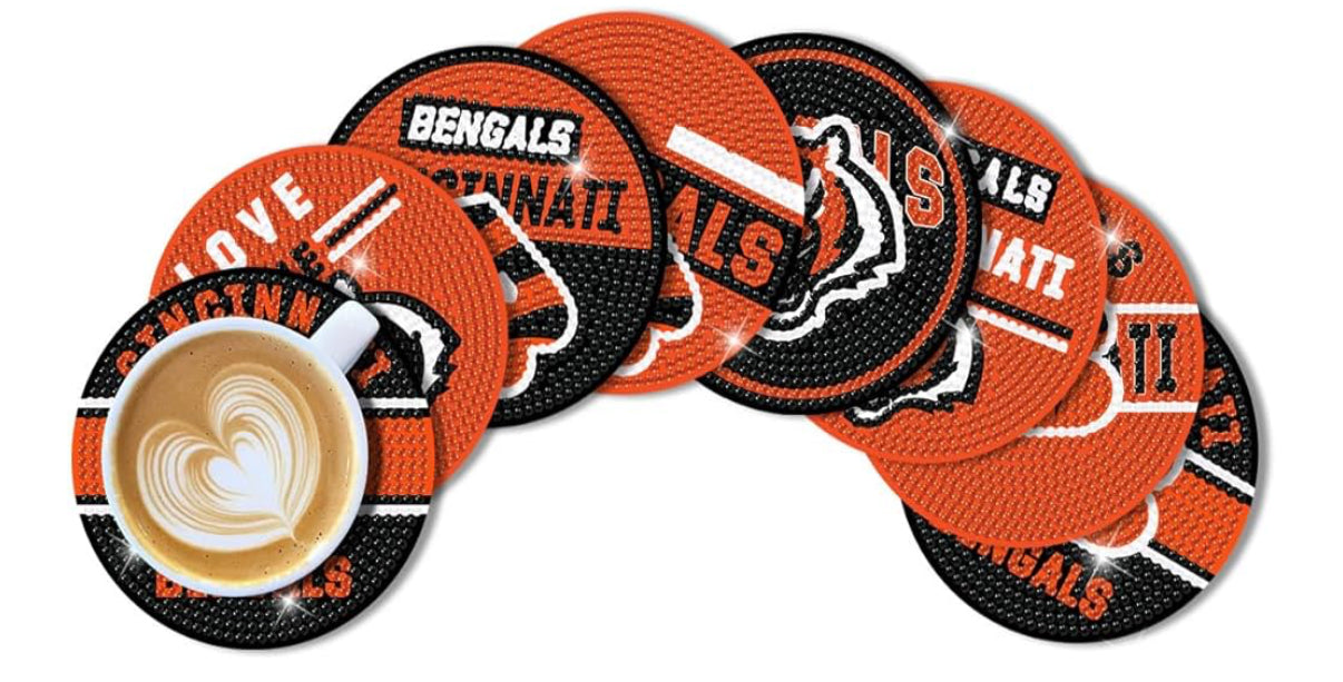 Football beaded coasters pack of 8