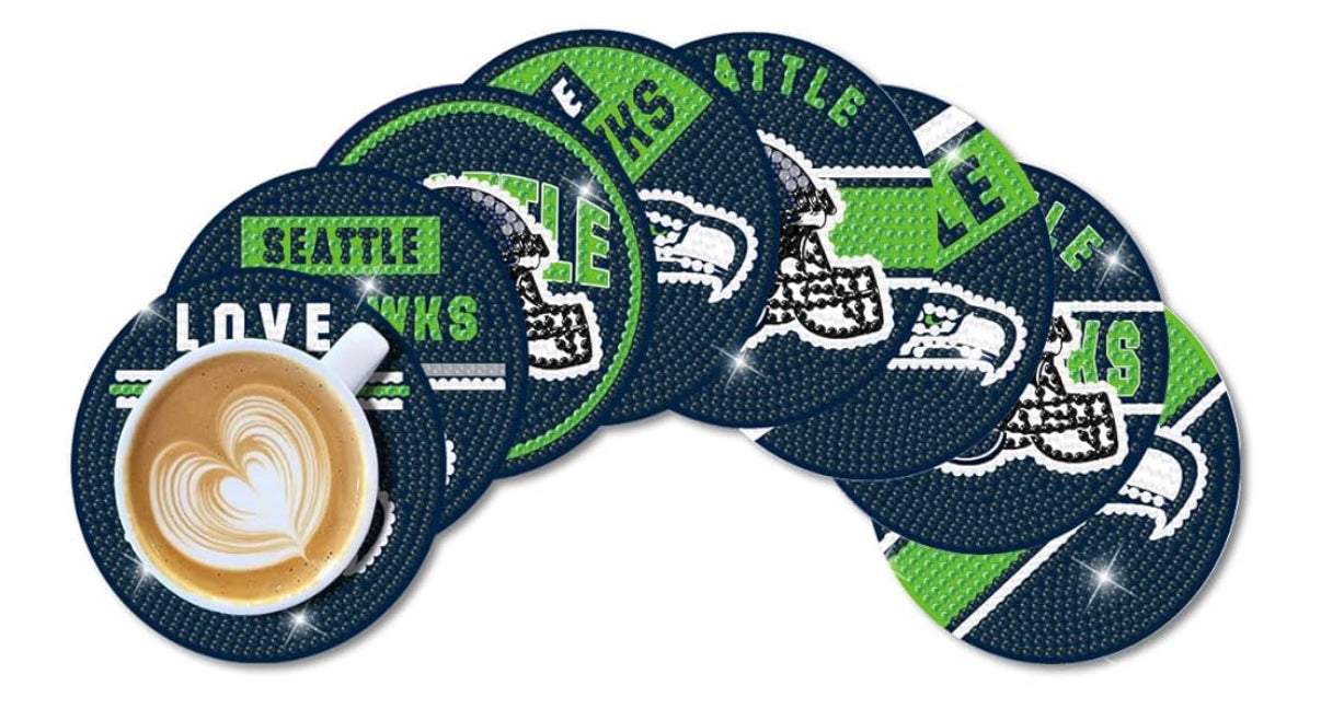 Football beaded coasters pack of 8