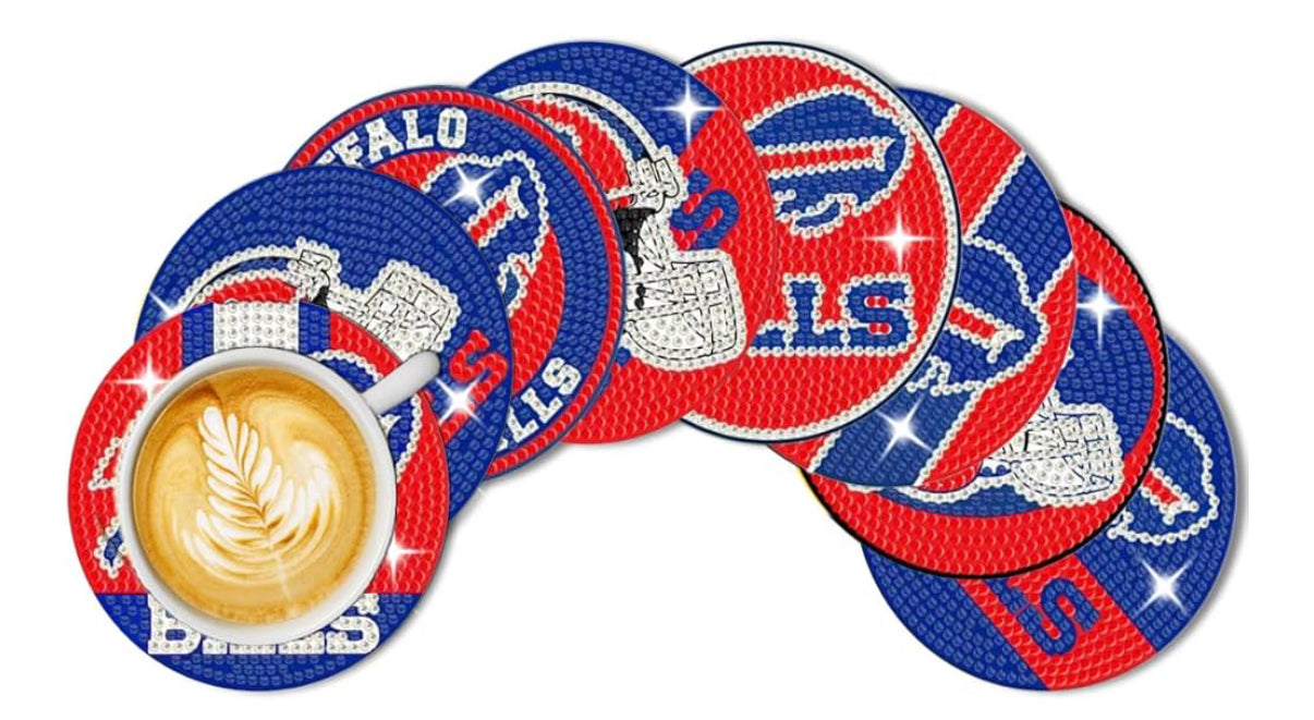 Football beaded coasters pack of 8
