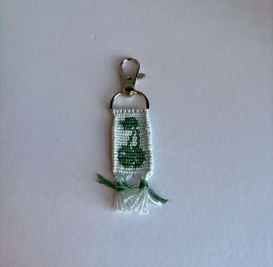 Threaded Blue Cherry Keychain