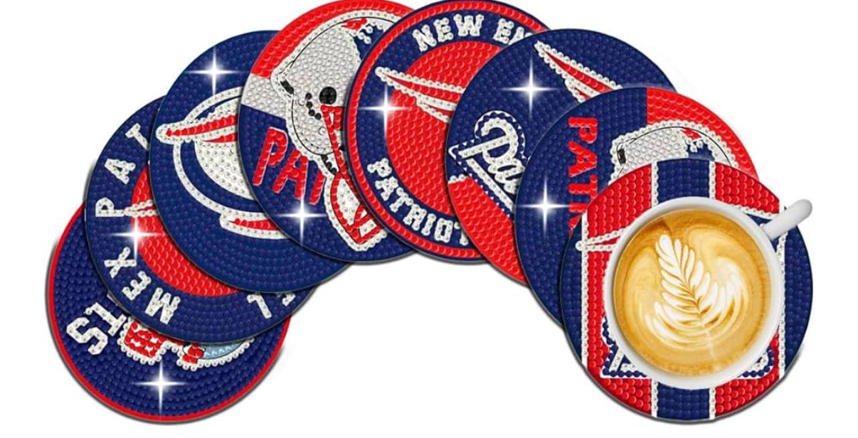 Football beaded coasters pack of 8
