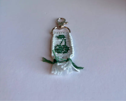 Threaded Blue Cherry Keychain