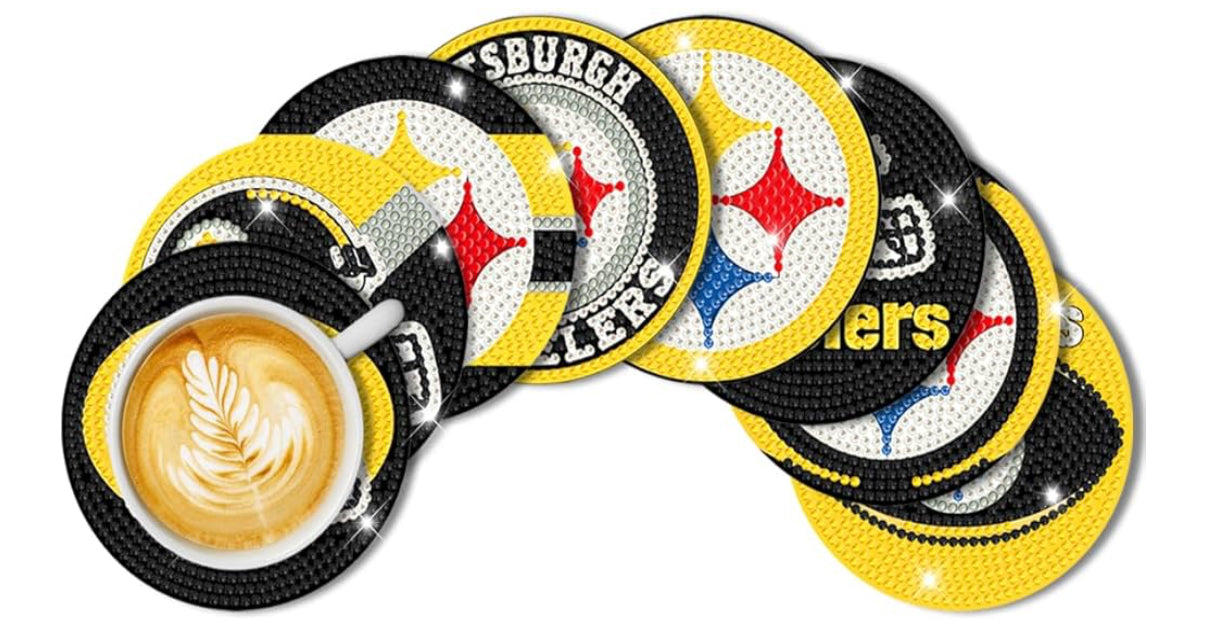 Football beaded coasters pack of 8