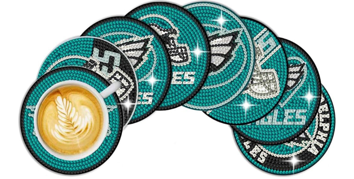 Football beaded coasters pack of 8